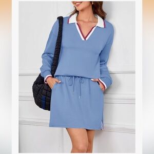 Two Piece Skirt Set. Size Small. Collared Pullover & Drawstring Mini Skirt.